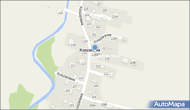 Koszarawa, Koszarawa, 216A, mapa Koszarawa