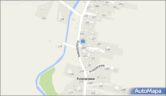 Koszarawa, Koszarawa, 224, mapa Koszarawa