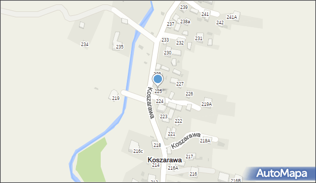 Koszarawa, Koszarawa, 225, mapa Koszarawa