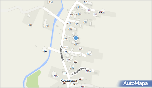 Koszarawa, Koszarawa, 227, mapa Koszarawa