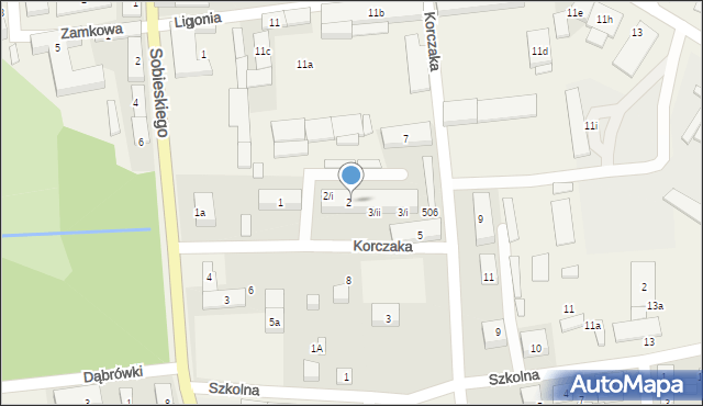 Koszęcin, Korczaka Janusza, 2/ii, mapa Koszęcin