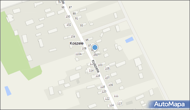 Koszele, Koszele, 101, mapa Koszele