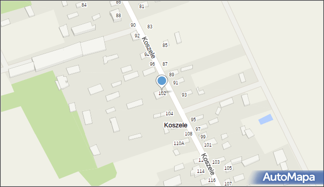 Koszele, Koszele, 102, mapa Koszele