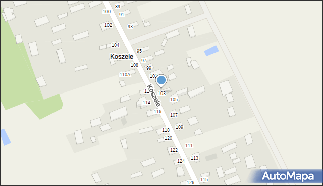 Koszele, Koszele, 103, mapa Koszele