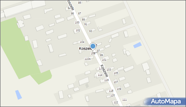 Koszele, Koszele, 108, mapa Koszele