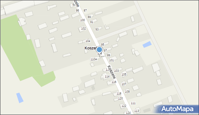 Koszele, Koszele, 110, mapa Koszele