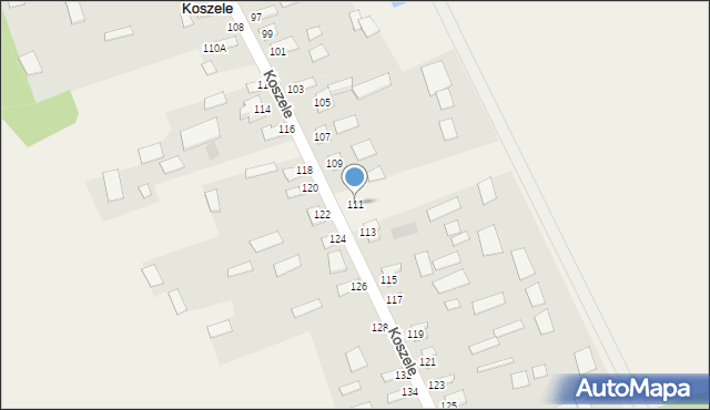 Koszele, Koszele, 111, mapa Koszele