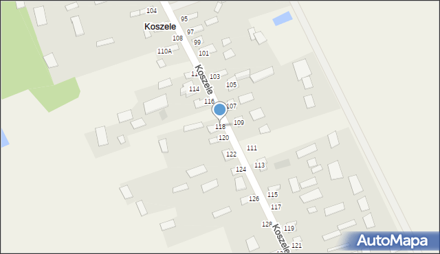 Koszele, Koszele, 118, mapa Koszele