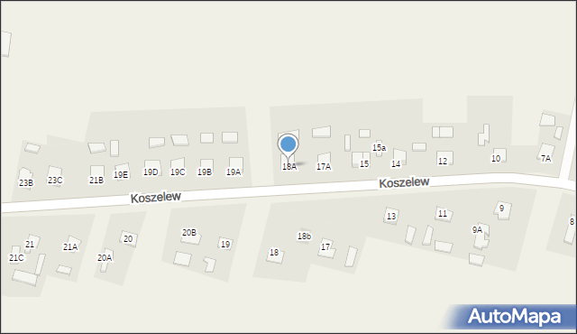 Koszelew, Koszelew, 18A, mapa Koszelew