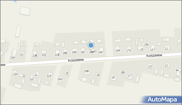 Koszelew, Koszelew, 19B, mapa Koszelew