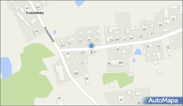 Koszelewy, Koszelewy, 22, mapa Koszelewy