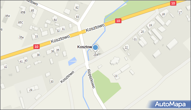 Kosztowo, Kosztowo, 22A, mapa Kosztowo