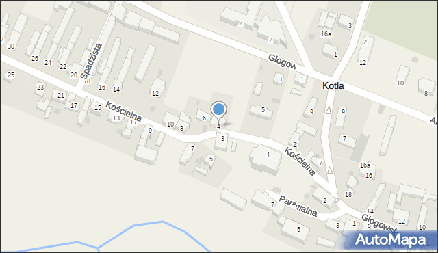 Kotla, Kościelna, 4, mapa Kotla