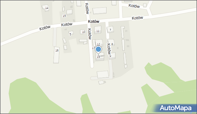 Kotów, Kotów, 13, mapa Kotów