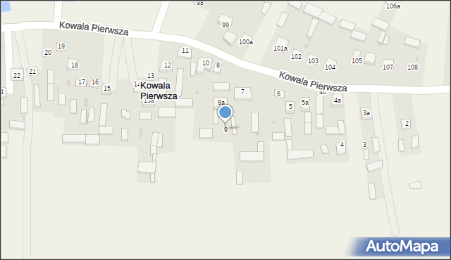 Kowala Pierwsza, Kowala Pierwsza, 9, mapa Kowala Pierwsza