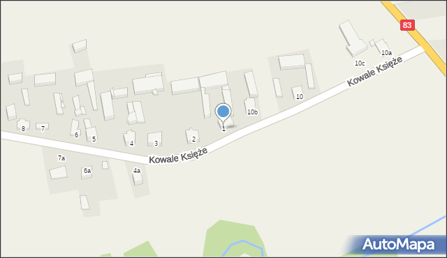 Kowale Księże, Kowale Księże, 1, mapa Kowale Księże