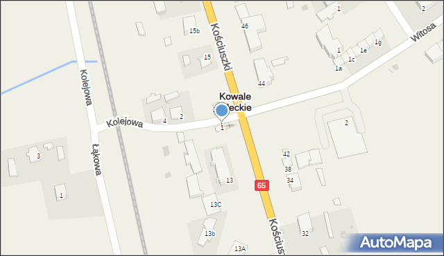 Kowale Oleckie, Kolejowa, 1, mapa Kowale Oleckie