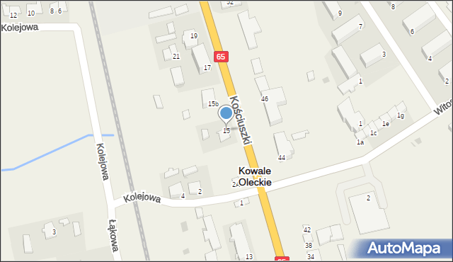 Kowale Oleckie, Kościuszki Tadeusza, gen., 15, mapa Kowale Oleckie