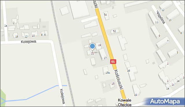 Kowale Oleckie, Kościuszki Tadeusza, gen., 21, mapa Kowale Oleckie