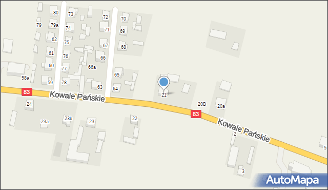 Kowale Pańskie-Kolonia, Kowale Pańskie-Kolonia, 21, mapa Kowale Pańskie-Kolonia