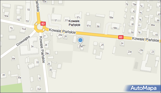 Kowale Pańskie-Kolonia, Kowale Pańskie-Kolonia, 25a, mapa Kowale Pańskie-Kolonia