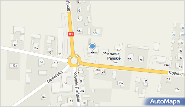 Kowale Pańskie-Kolonia, Kowale Pańskie-Kolonia, 57, mapa Kowale Pańskie-Kolonia
