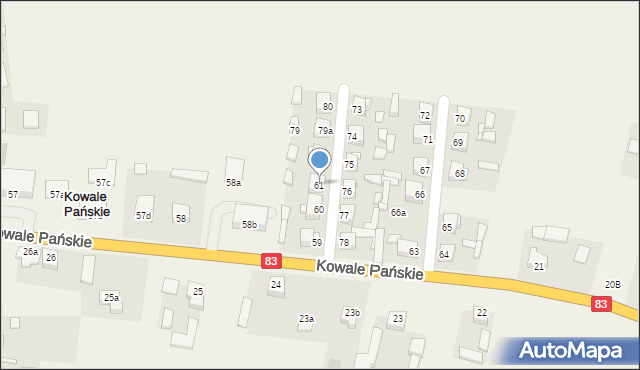 Kowale Pańskie-Kolonia, Kowale Pańskie-Kolonia, 61, mapa Kowale Pańskie-Kolonia