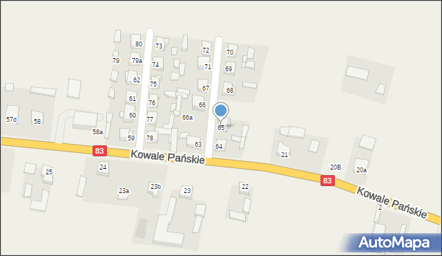 Kowale Pańskie-Kolonia, Kowale Pańskie-Kolonia, 65, mapa Kowale Pańskie-Kolonia