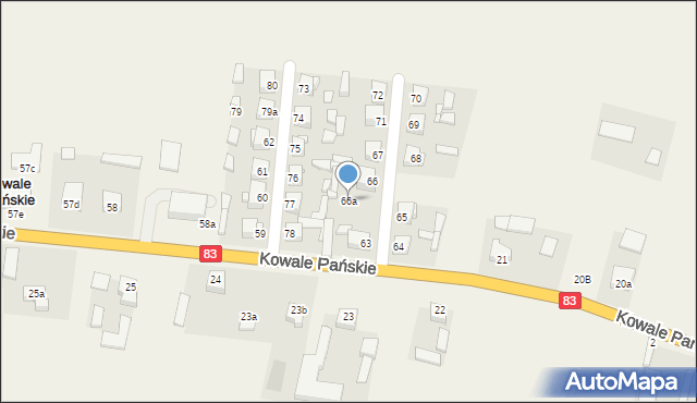 Kowale Pańskie-Kolonia, Kowale Pańskie-Kolonia, 66a, mapa Kowale Pańskie-Kolonia