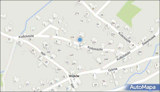Kowary, Kościuszki Tadeusza, gen., 11, mapa Kowary