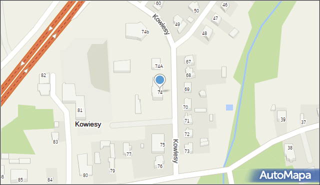 Kowiesy, Kowiesy, 74, mapa Kowiesy