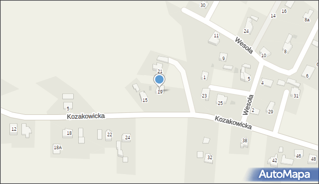 Kozakowice Górne, Kozakowicka, 19, mapa Kozakowice Górne