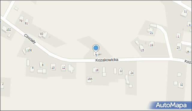 Kozakowice Górne, Kozakowicka, 5, mapa Kozakowice Górne