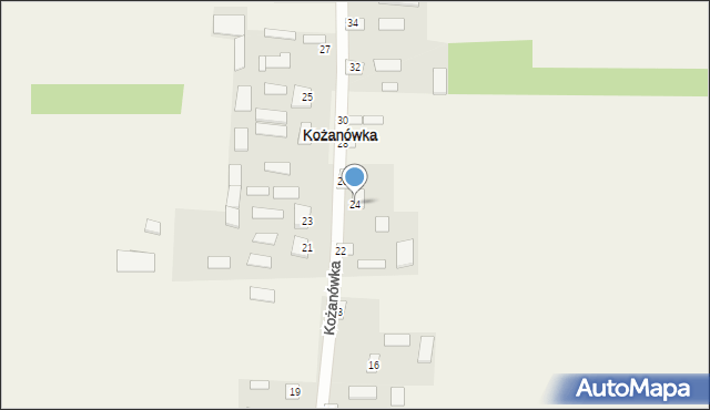 Kożanówka, Kożanówka, 24, mapa Kożanówka