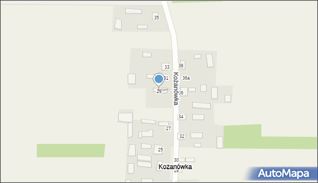 Kożanówka, Kożanówka, 29, mapa Kożanówka