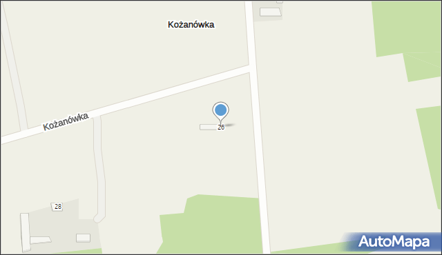 Kożanówka, Kożanówka, 26, mapa Kożanówka