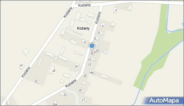 Kożany, Kożany, 11, mapa Kożany