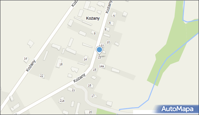 Kożany, Kożany, 13, mapa Kożany