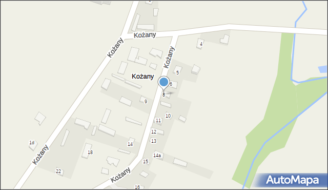 Kożany, Kożany, 8, mapa Kożany