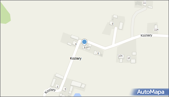 Koziary, Koziary, 7, mapa Koziary