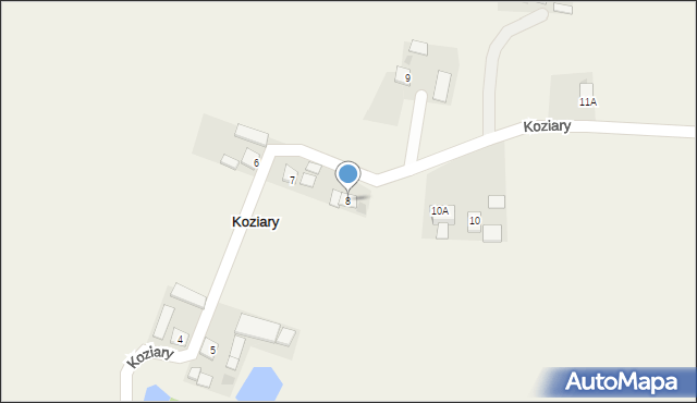 Koziary, Koziary, 8, mapa Koziary