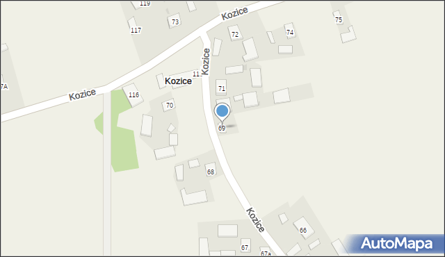 Kozice, Kozice, 69, mapa Kozice