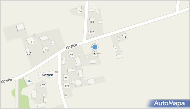 Kozice, Kozice, 74, mapa Kozice