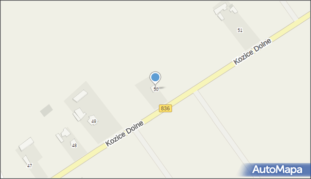 Kozice Górne, Kozice Górne, 50, mapa Kozice Górne