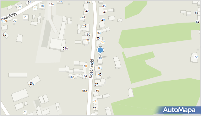 Koziegłowy, Kościuszki Tadeusza, gen., 61, mapa Koziegłowy