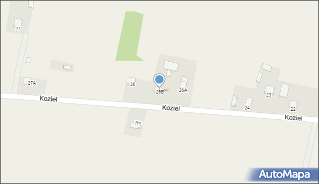 Koziel, Koziel, 26B, mapa Koziel