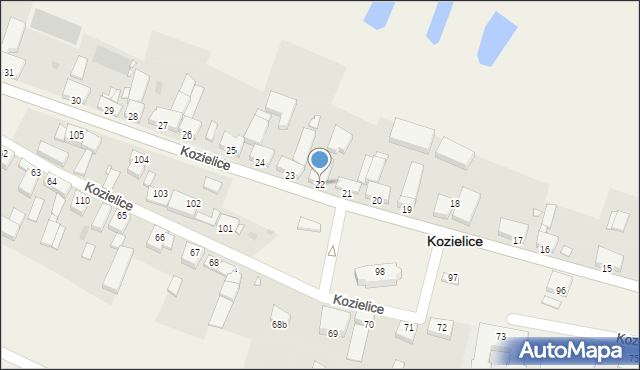 Kozielice, Kozielice, 22, mapa Kozielice