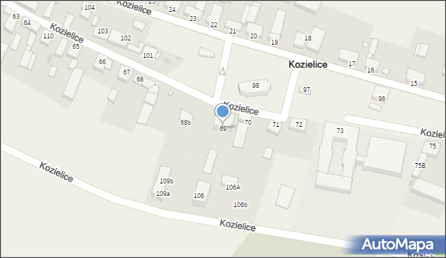 Kozielice, Kozielice, 69, mapa Kozielice