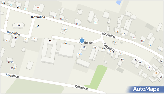 Kozielice, Kozielice, 75A, mapa Kozielice