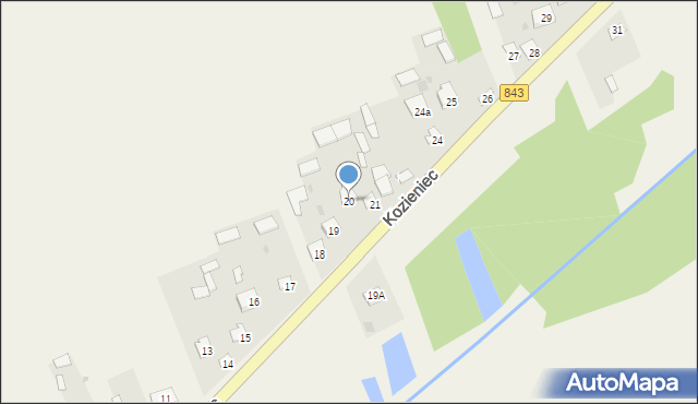 Kozieniec, Kozieniec, 20, mapa Kozieniec